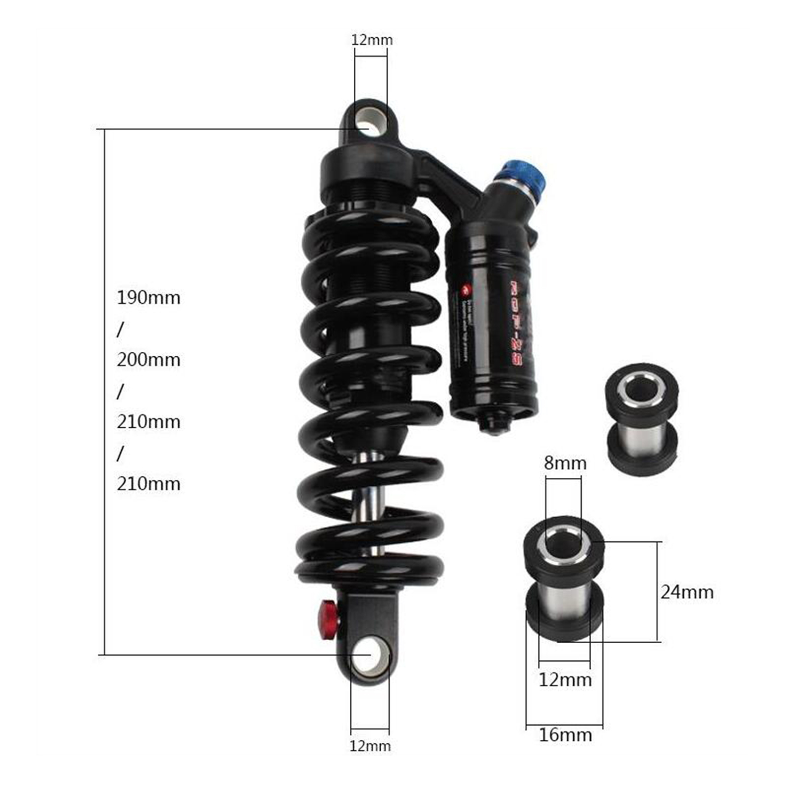 Downhill Mountain Bike Rear Shock Aluminum Alloy 550 lbs 190/200/210/220/240mm Air Shock MTB Bikycle Accessories Part