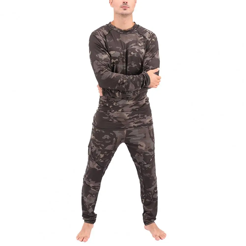men's pajama sets Pajama Sets Men Camouflage Print Long Sleeve Top Pants Outfit Winter Thermal Underwear Set mens cotton pajama sets