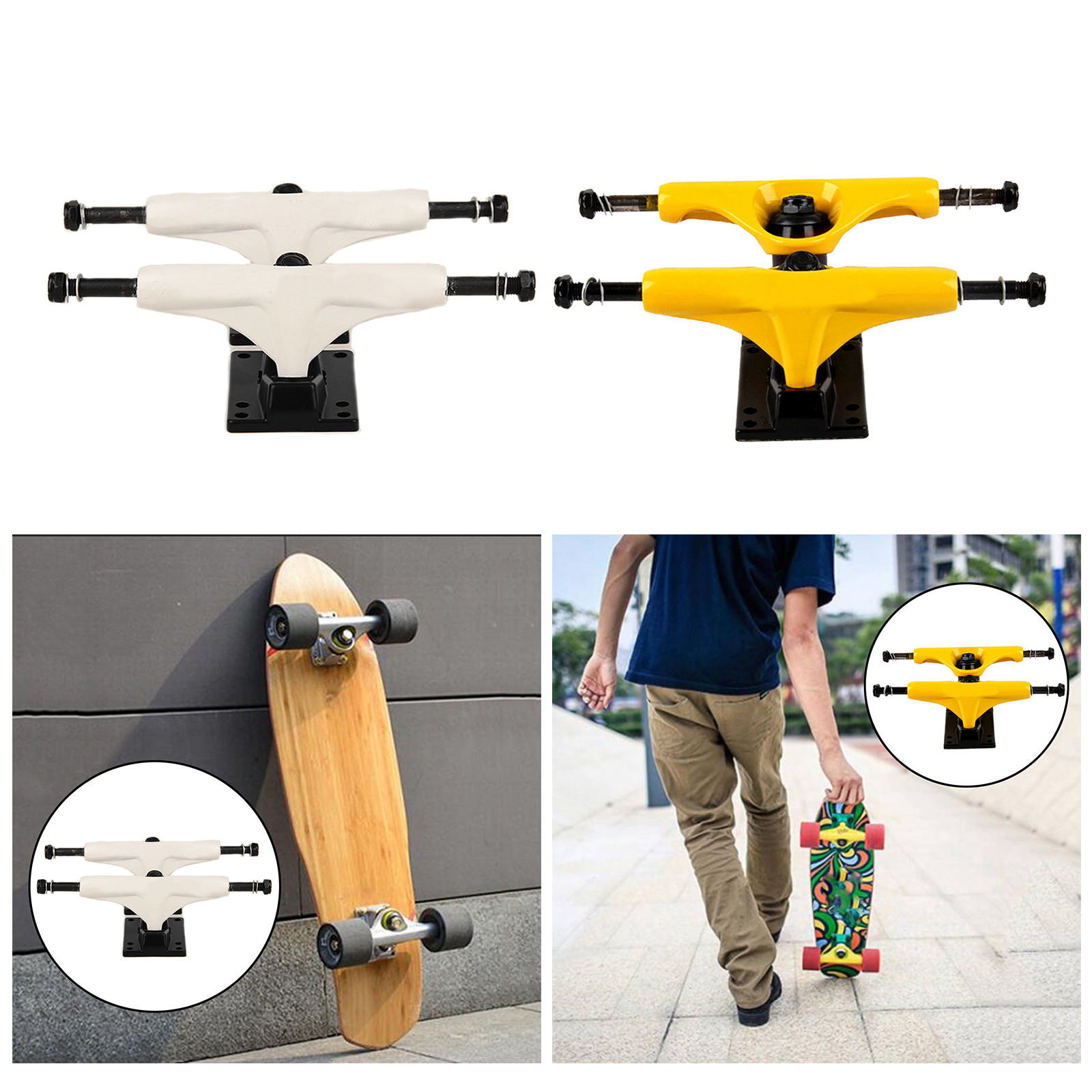 2 Pieces 5 inch Aluminium Alloy Longboard Skateboard Trucks Impact Resistance High Strength