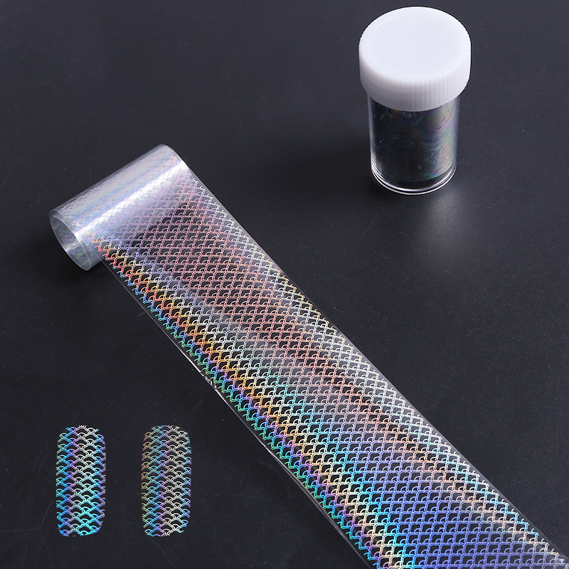 Best of Fish Scale Laser Nail Art Transfer Sticker Holographic Lace Starry Nail Foil 4*100cm Manicure For Nail Art Decoratio Reviews & Tips