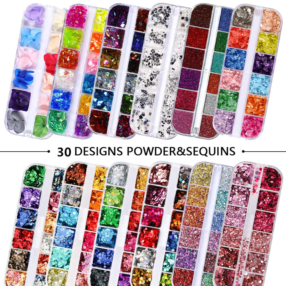 Best of 12 Grids / Set Mixed Size Nail Glitter Flakes 3D Sequins Paillette Powder Charm Nail Art Decoration Manicure Tools CT01-20 Reviews & Tips