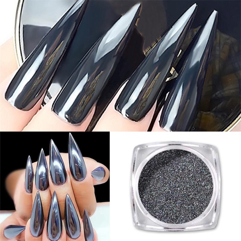 Best of 1G / BOX Holographic Magic Mirror Black Nail Glitter Powder Shining Chrome Pigment Dust DIY Nail Art Decorations Reviews & Tips