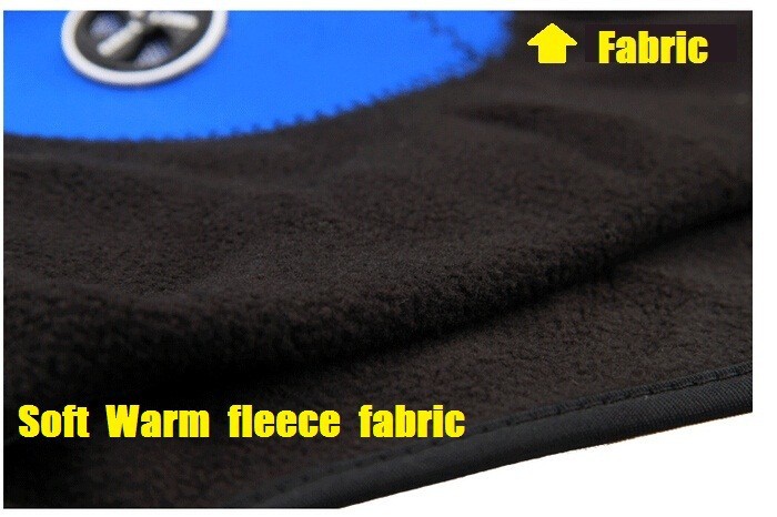 pehme ja soe fliismaterjal musta ja sinise värviga