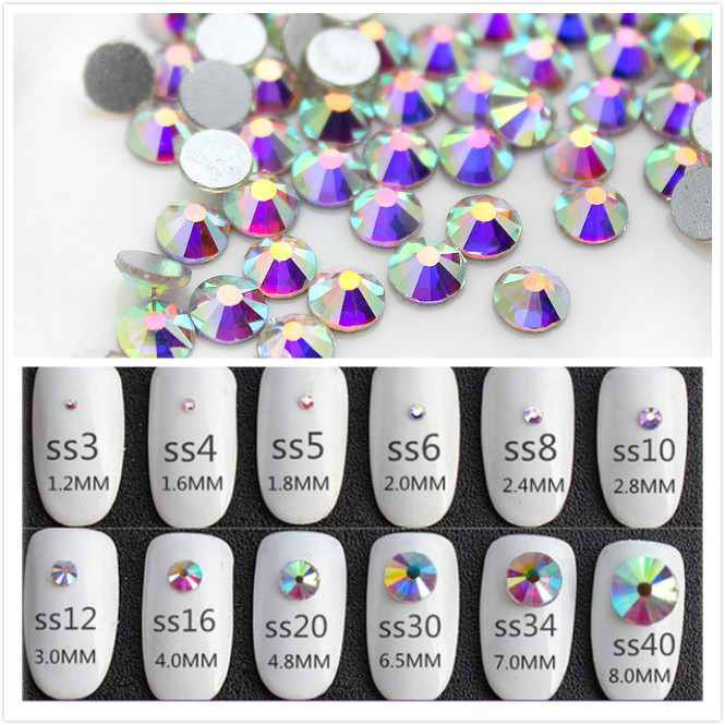 Best of Super Glitter Ss3-ss50 Crystal AB Flat Back Non HotFix Nail Art Rhinestone 3D Glass Nail Art Decorations Garment Mix Rhinestone Reviews & Tips