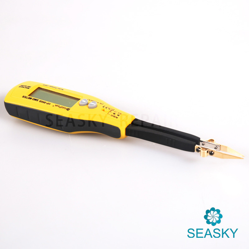 kollane ja must multimeeter ekraani ja mõõteotstega