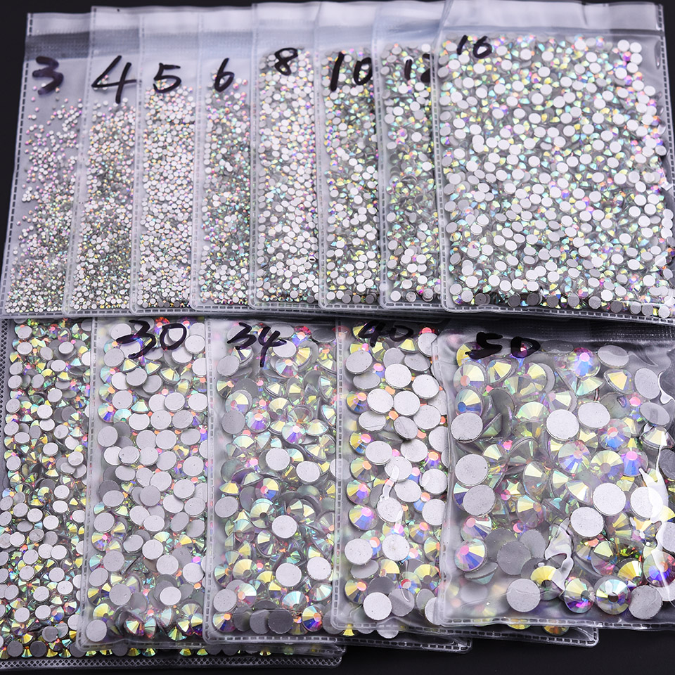 Best of Super Glitter Ss3-ss50 Crystal AB Flat Back Non HotFix Nail Art Rhinestone 3D Glass Nail Art Decorations Garment Rhinestone Reviews & Tips