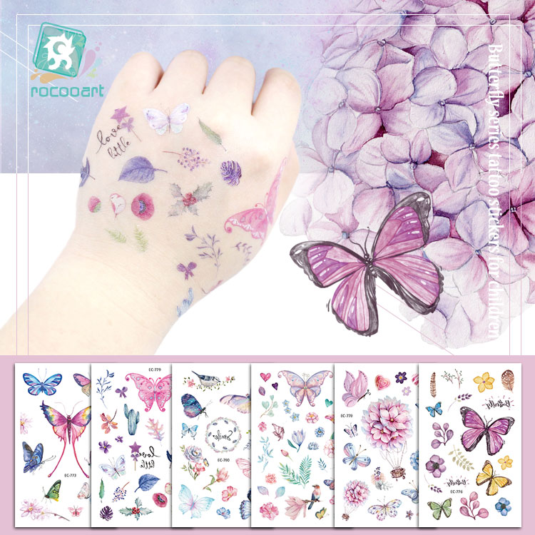 Best of Rocooart Butterfly Tattoo Sticker For Children Birthday Gift Cute Fake Taty Kids Body Art Waterproof Temporary Tattoos Cartoon Reviews & Tips