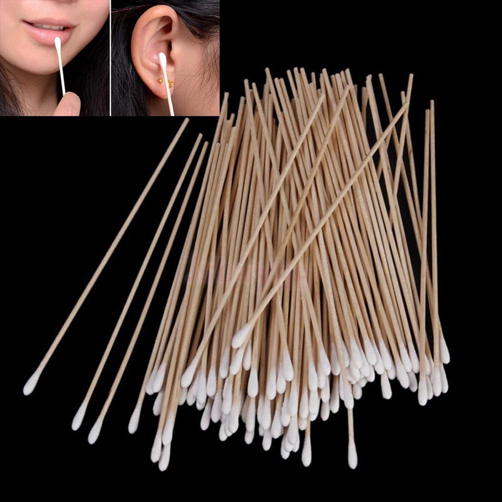 Best of 100Pcs Long Wood Handle Cotton Swab Medical Swabs Ear Cleaning Cosmetic Wound Care Cotton Buds Sanitary Round Cotton Tip Swab Reviews & Tips