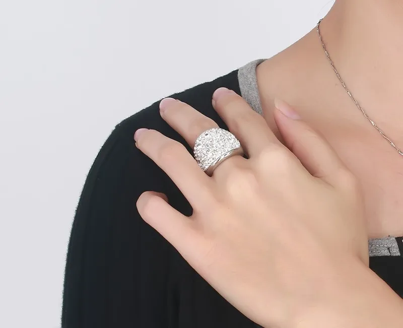 Crystal Rhinestone Stainless Steel Wedding Rings For Women in Rings