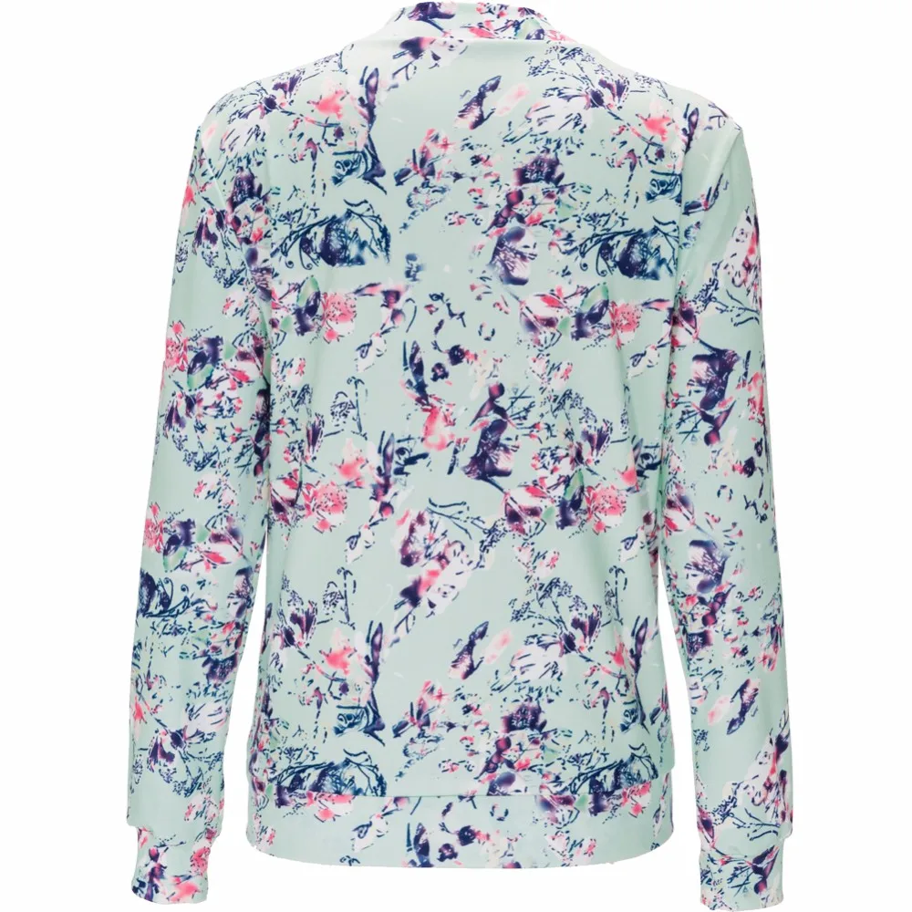 Floral Print Long Sleeve Basic Bomber Jacket - FashionandLove.com