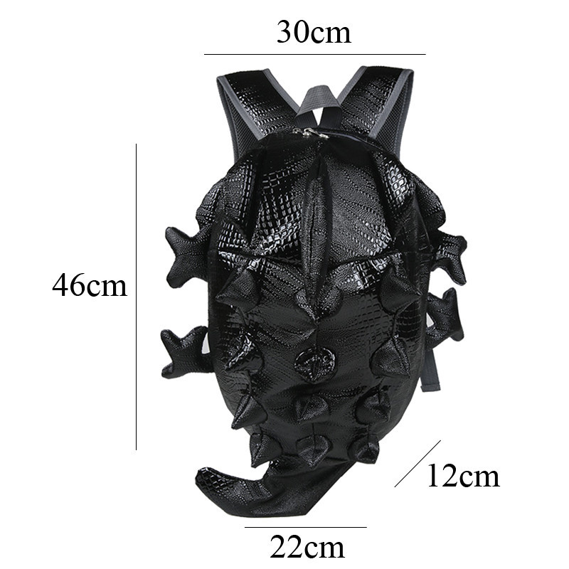 must 3D draakoni kujundusega nahkne seljakott