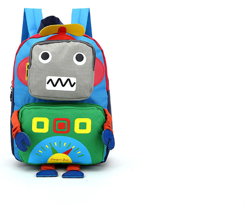 värviline laste seljakott robotidisainiga