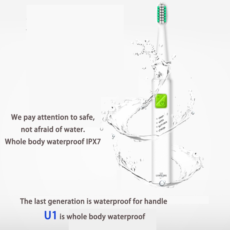 valge elektriline hambahari veekindla korpusega