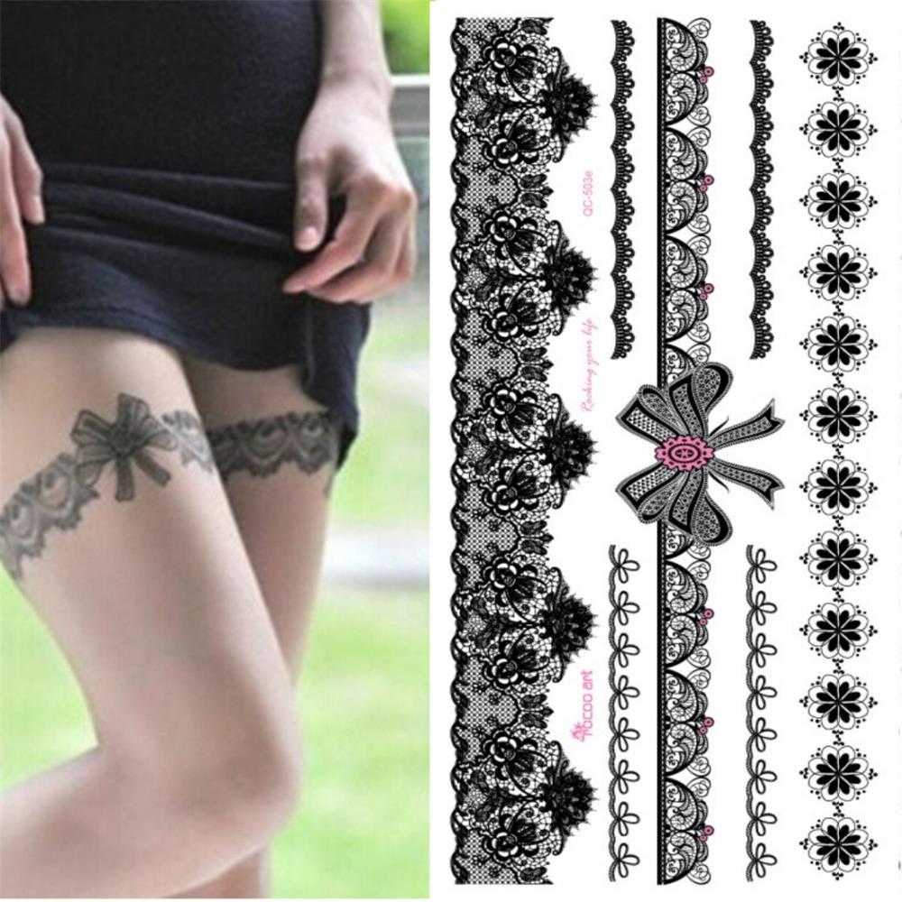 Best of Hot Sale Temporary Waterproof Tattoo Sticker For Women Sexy Black Wedding Bracelet Jewelry Lace QC8503 Reviews & Tips