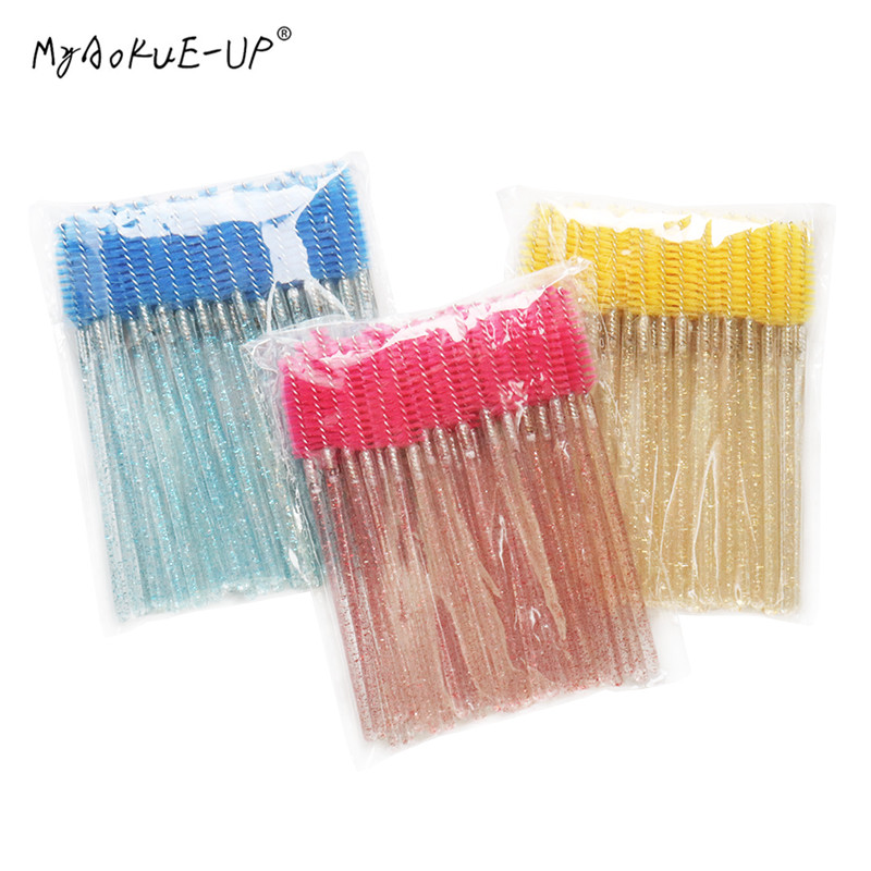 Best of 50 Pcs Cosmetic Eyelash Brush Crystal Mascara Wands Applicator Diamond Eyelashes Brushes Disposable Make Up Brushes Tools Reviews & Tips - Image 4