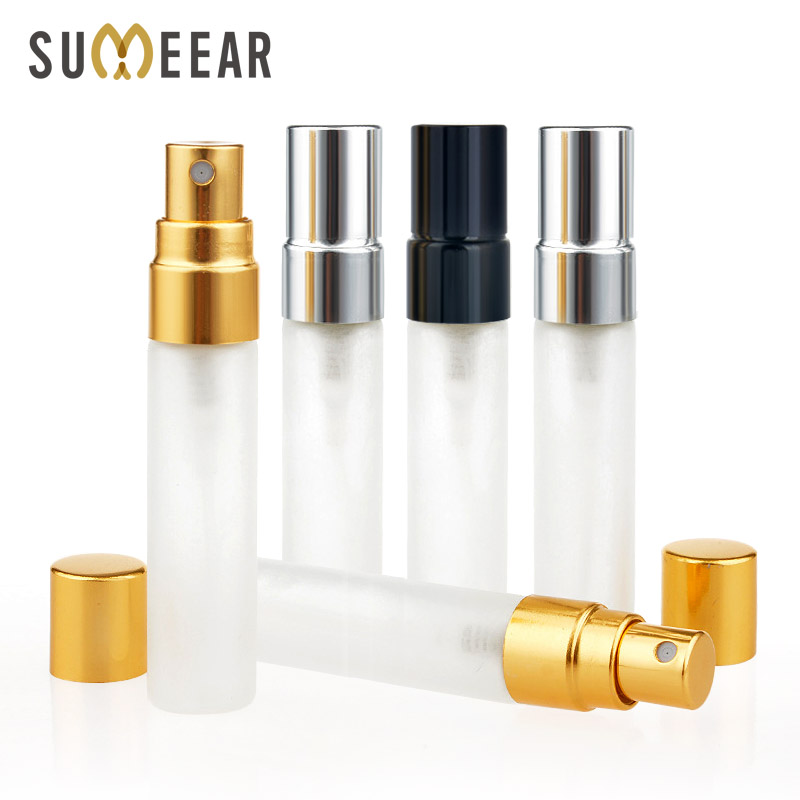 Best of 100 Pieces / lot 5ml Refillable Mini Perfume Spray Bottles Froste Glass Metal Atomizer Portable Travel Cosmetic Container Bottles Reviews & Tips