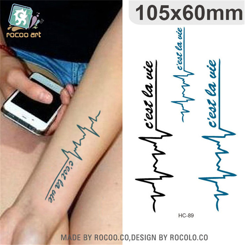 Best of Body Art Waterproof Temporary Tattoos For Men And Women Fashion 3d Electrocardiogram Design Tattoo Sticker Wholesale HC1089 Reviews & Tips