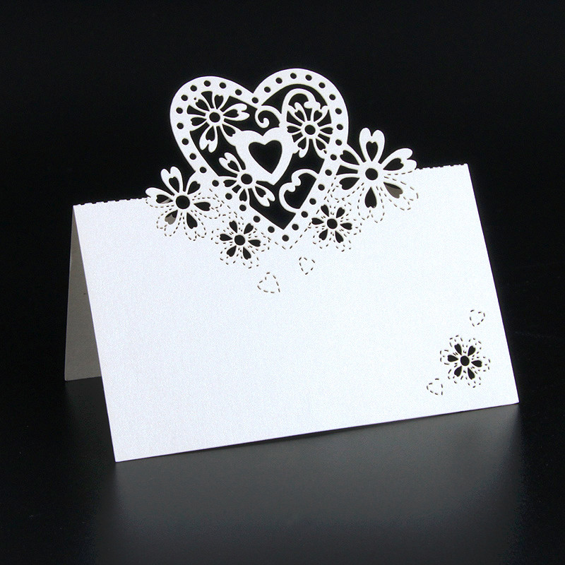 50pcs love heart laser cut wedding party table name place wedding name card size