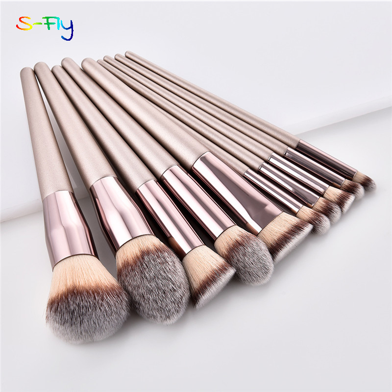 Best of 4 / 10pcs Champagne Makeup Brushes Set For Cosmetic Foundation Powder Blush Eyeshadow Kabuki Blending Make Up Brush Beauty Tool Reviews & Tips