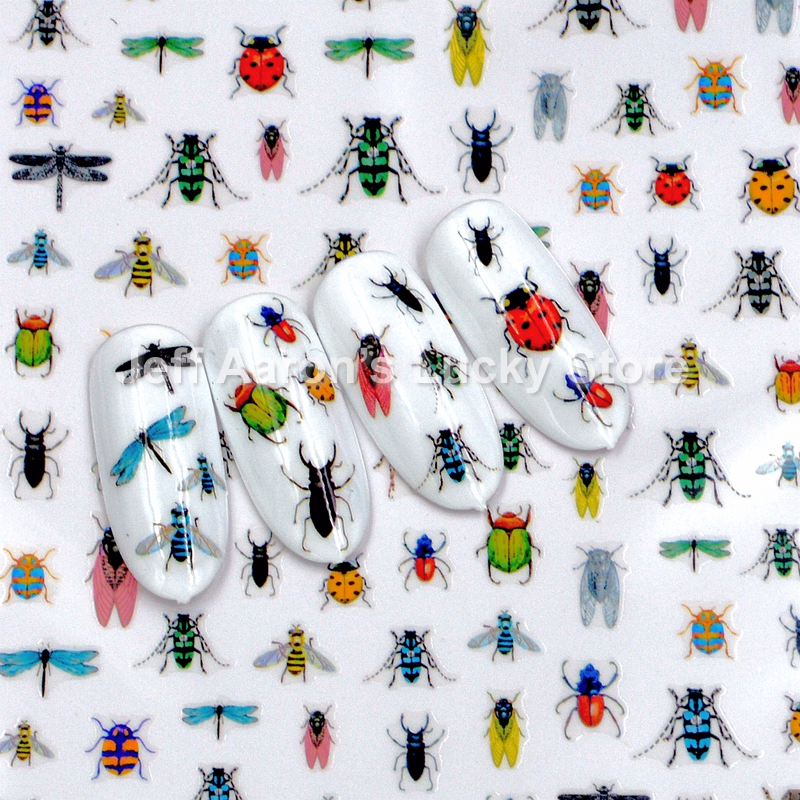 Best of Self-adhesive Insect Nail Sticker Decals For Nail Art Tips Decorations Manicure Fake Nails Supplies Butterfly Dragonfly Bee Reviews & Tips - Image 2