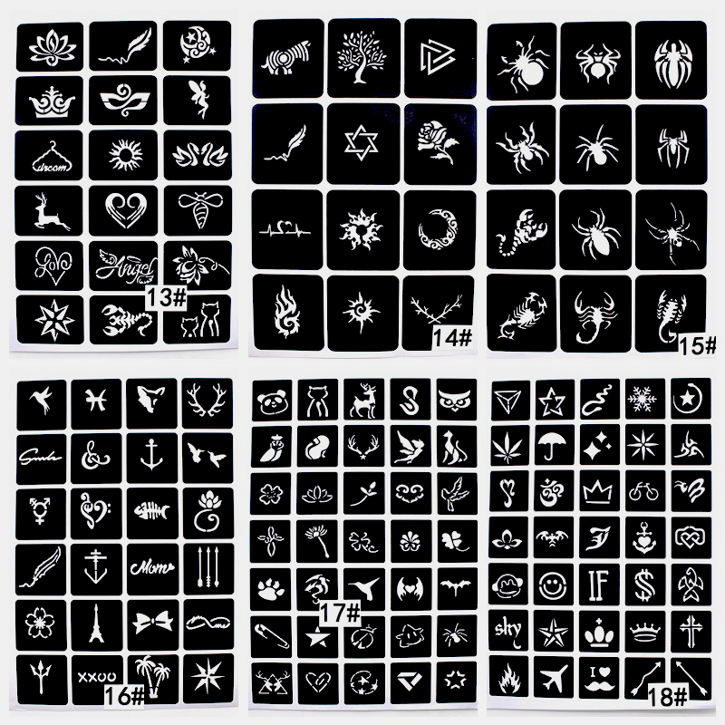 Best of 20 Sheets Airbrush Tattoo Stencils For Drawing, Skull Tattoo Stencil Star Tattoos Temporary Templates Stickers 446 Mixed Designs Reviews & Tips - Image 3