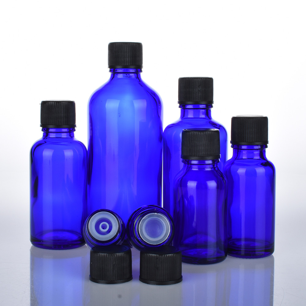 Best of 6pcs / lot 100ml 50m 30ml 20ml 15ml 10ml 5ml 1 / 3oz 1oz Dark Blue Essential Oil Glass Bottles With Black Cap Glass Containers Reviews & Tips