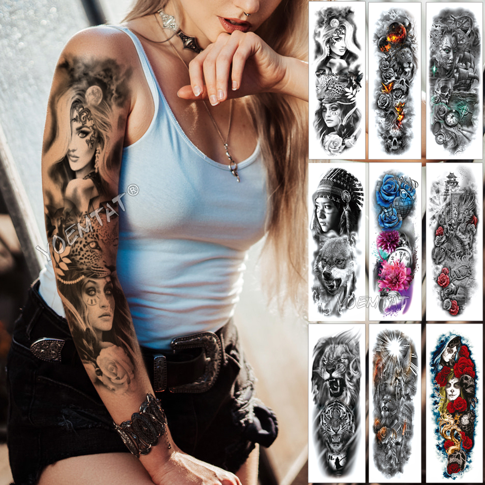 Best of Large Arm Waterproof Temporary Tattoo Stickers Tribal Girl Leopard Lion Wolf Flash Tatto Woman Body Art Fake Sleeve Tattoos Man Reviews & Tips