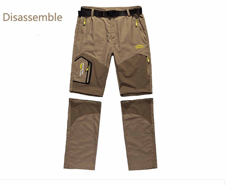 pruunid matkapüksid meestele, mille sääred on eemaldatavad