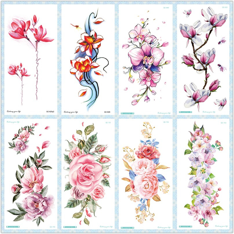 Best of Rocooart QC Flowers Arms Tattoo Colorful Taty Body Art Waterproof Temporary Tattoo Stickers Rose Fake Tattoo Orchid Tatouage Reviews & Tips