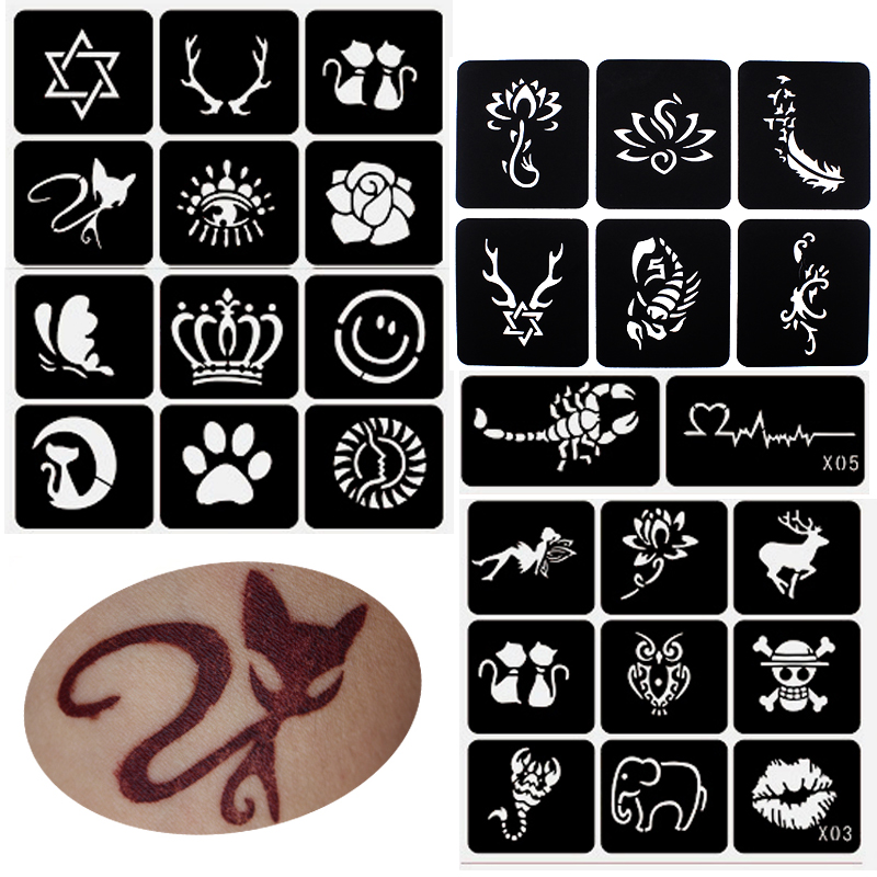 Best of 120pcs Small Glitter Tattoo Stencil Woman Female Kids Cute Drawing Templates, Cat Flower Letter Airbrush Henna Tattoo Stencils Reviews & Tips