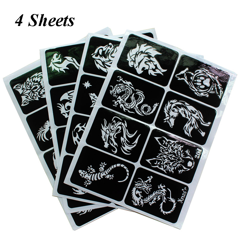 Best of 32pcs / lot Airbrush Tattoo Stencil For Man Boy Body Painting Dragon Skull Wolf Eagle Self-Adhesiver Tattoo Sticker Templates Reviews & Tips