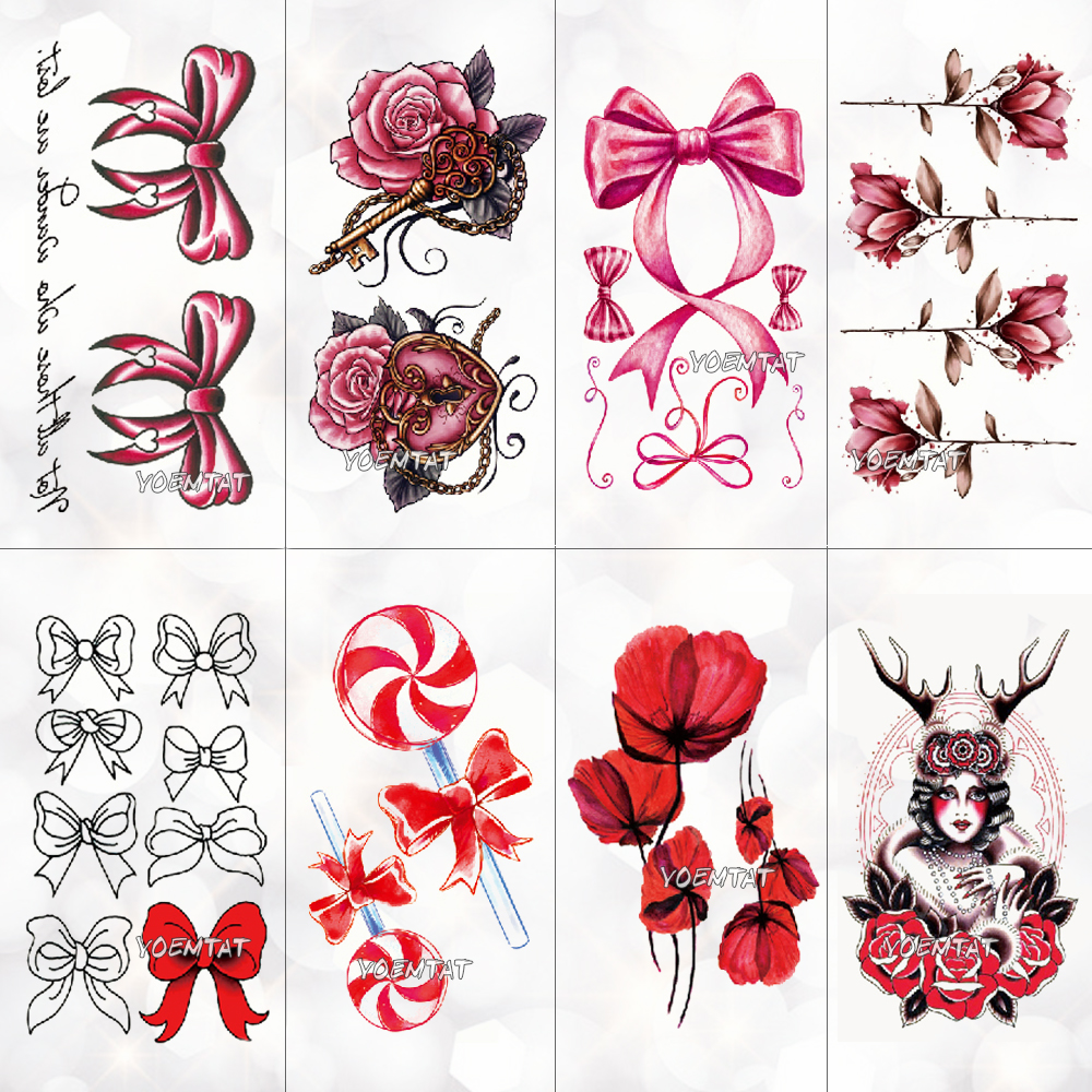 Best of Red Pink Bow Rose Waterproof Temporary Tattoo Sticker For Adults Kids Body Art Women New Design Water Transfer Fake Tatoo Reviews & Tips