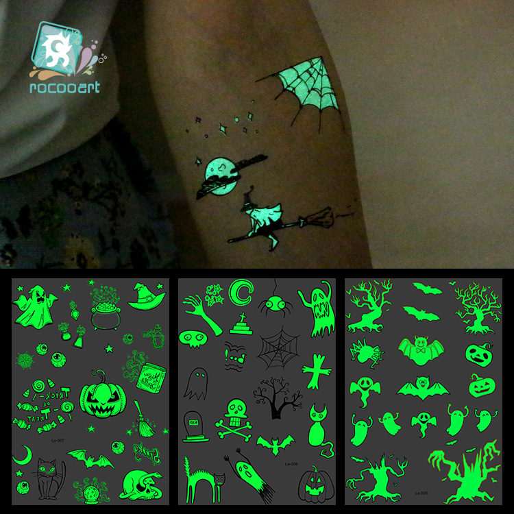 Best of Rocooart Halloween Luminous Tattoo Ghost Taty For Kids Fake Tattoo Witch Glowing In Dark Waterproof Temporary Tattoo Stickers Reviews & Tips