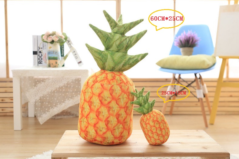 kaks ananassi kujulist 3D patja, üks suur ja teine väike, roheliste lehtedega