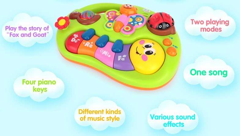 värviline beebide mänguasi putukatega, millel on klahvid ja heliefektid