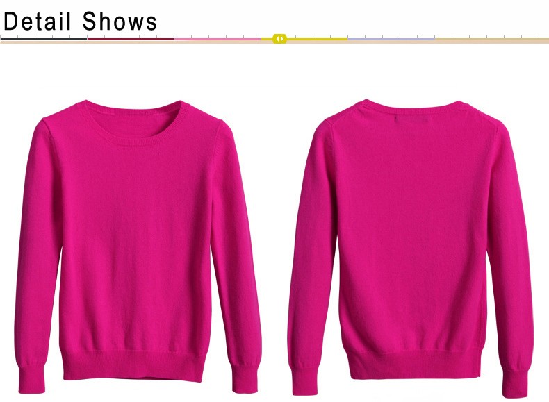 fuksia värvi ümara kaelusega pullover eest ja tagant vaates