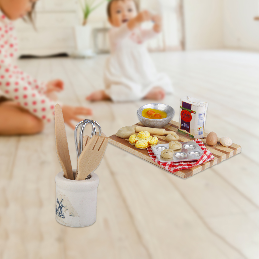 1/12 dollhouse miniature kitchen food eggs milk bread kitchen knife