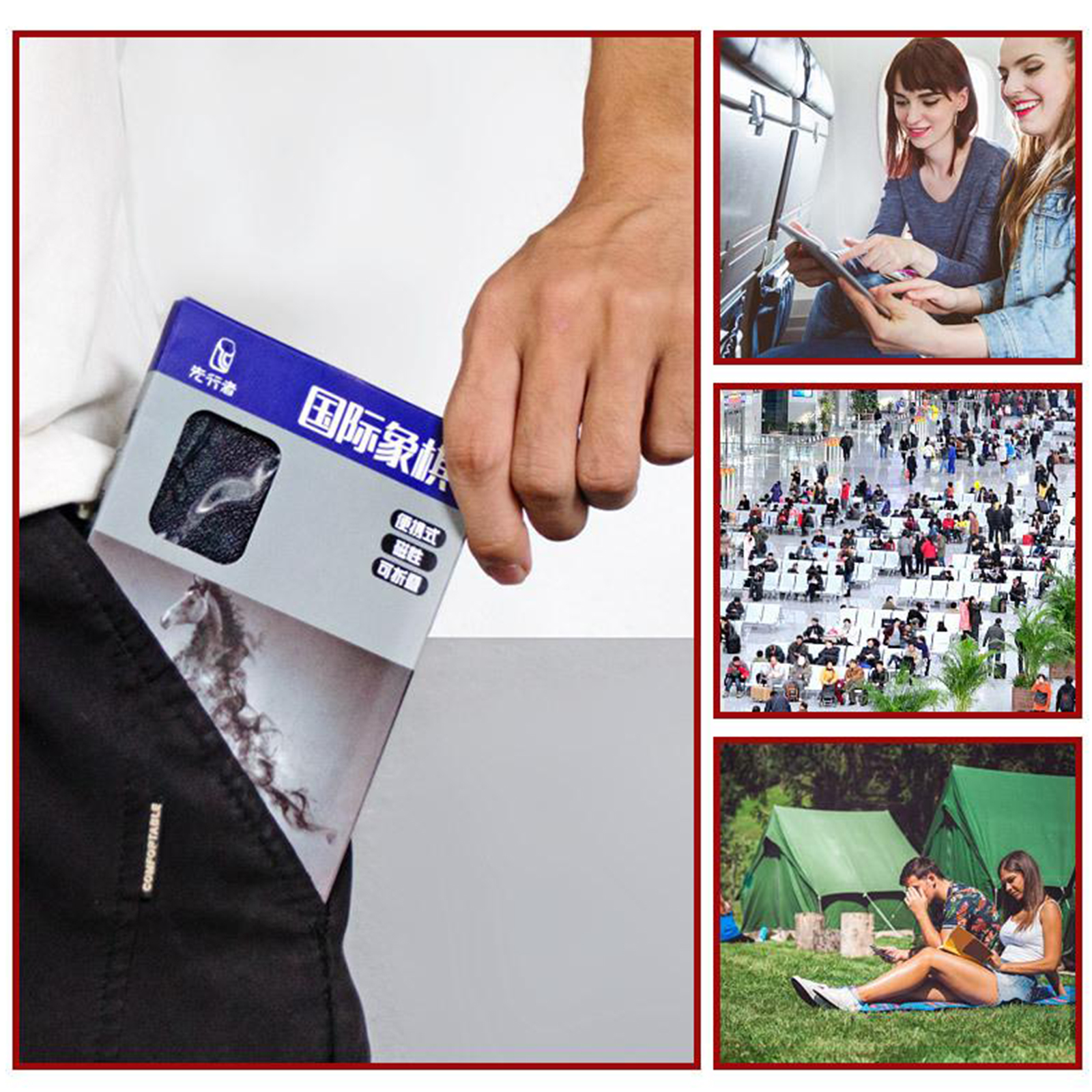 Foldable Chessboard Mini Size Magnetic  Chess Set Travel Portable Wallet Pocket Chess Board Game for Camping Family Game