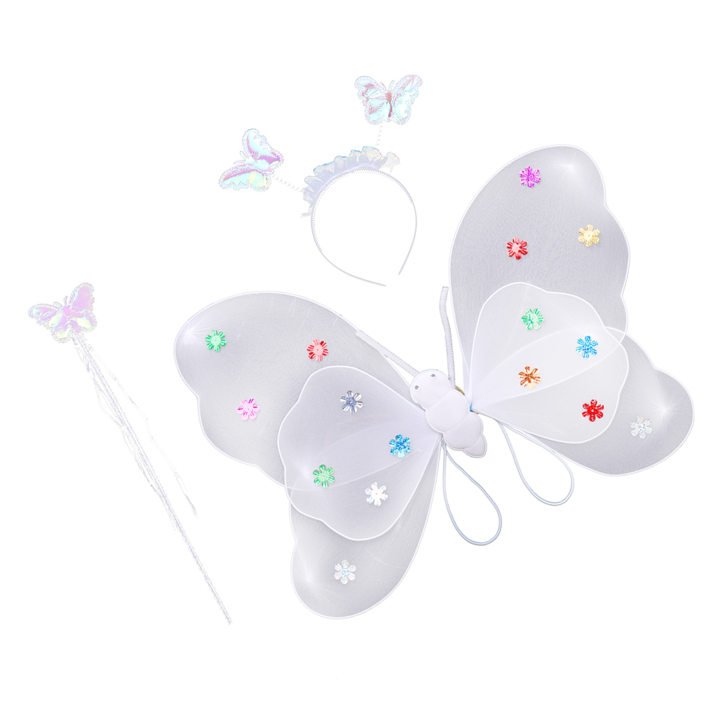 3 X Kid Fairy Butterfly Wand Headband Tutu Skirt Fancy Dress