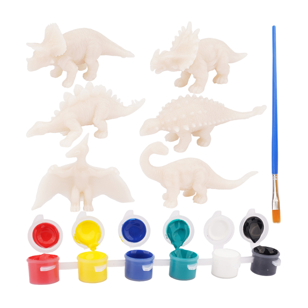 Kids Dinosaur Painting Kit Fun Paint Your Own Dinosaur Arts and Crafts Paint Brushes Dinosuar Figures Educational DIY Toy
