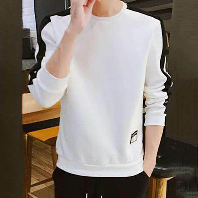 00LONG SLEEVE FASHION CONTRAST COLOR ROUND NECK MEN'S TOP