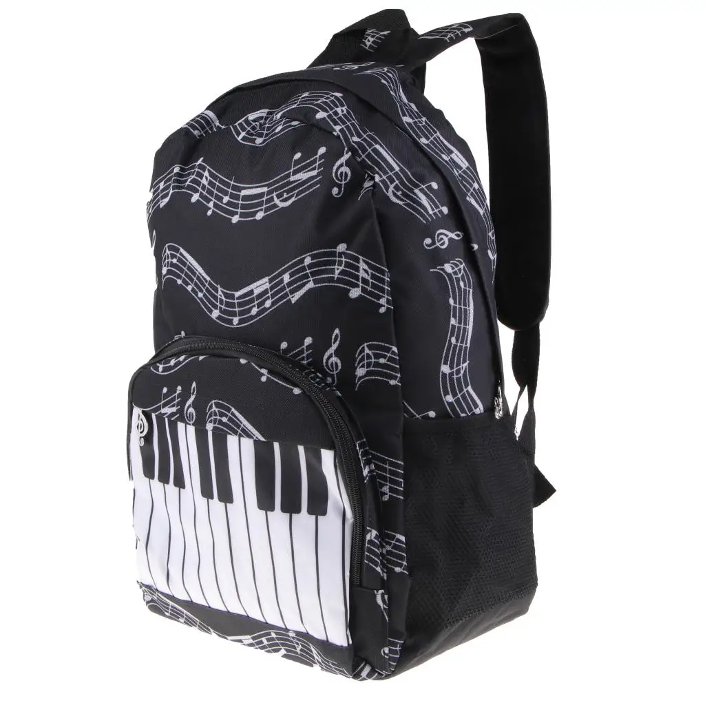 Piano Keyboard Music Note Backpack School Bag Shoulder Travel Daypack