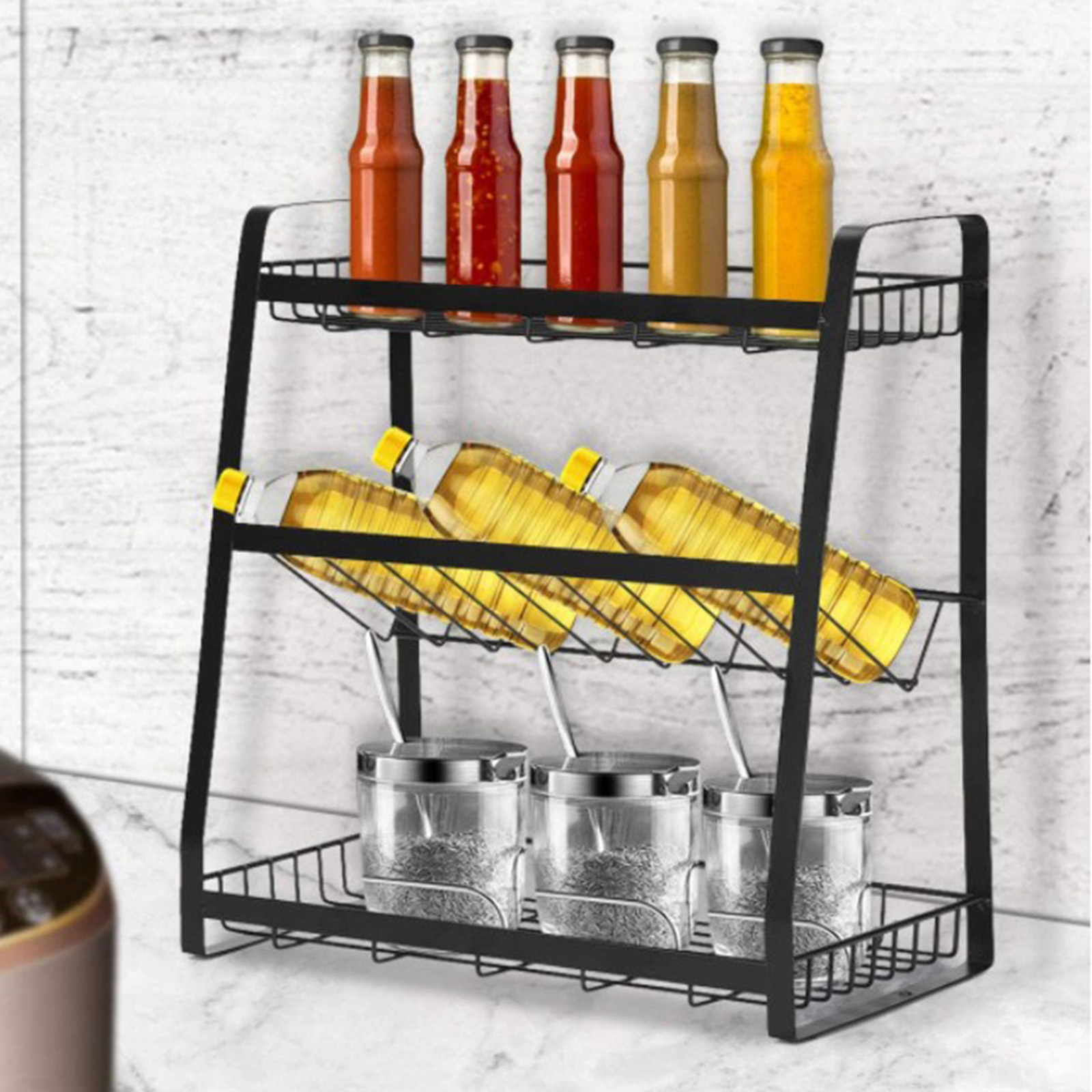 Spice Rack, 3 Tier Spice Rack Organizer for Counter Stable Spice Shelf Storage Rack for Seasoning Jars Bottle, Kitchen Bathroom