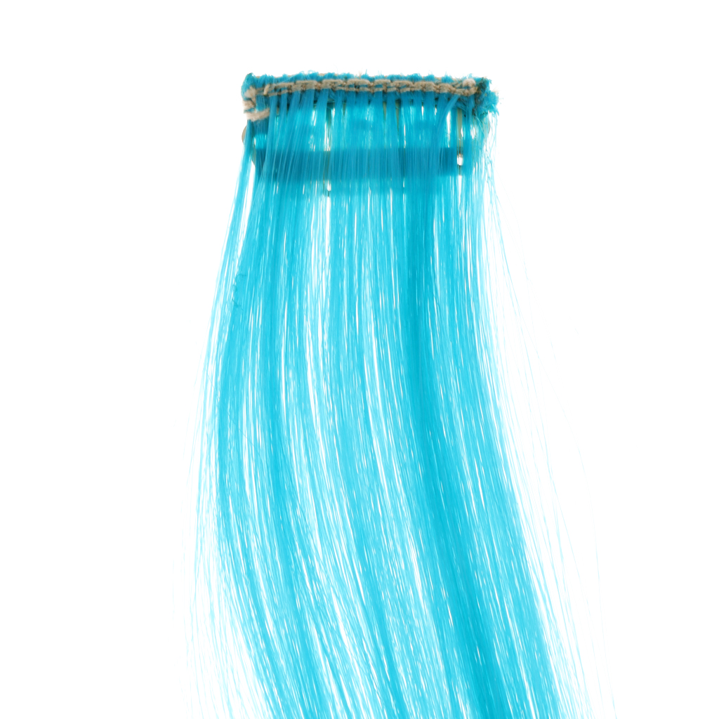 3X 1 Piece Personality Punk Gradient Dyeing Hairpiece Wig Clip Blue