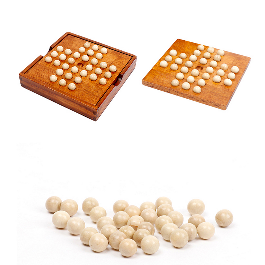 Wooden Solitaire Board Cognitive Activity Diamond Chess Kids Adults Toys Brain Teasers Puzzle Game Marble Sets