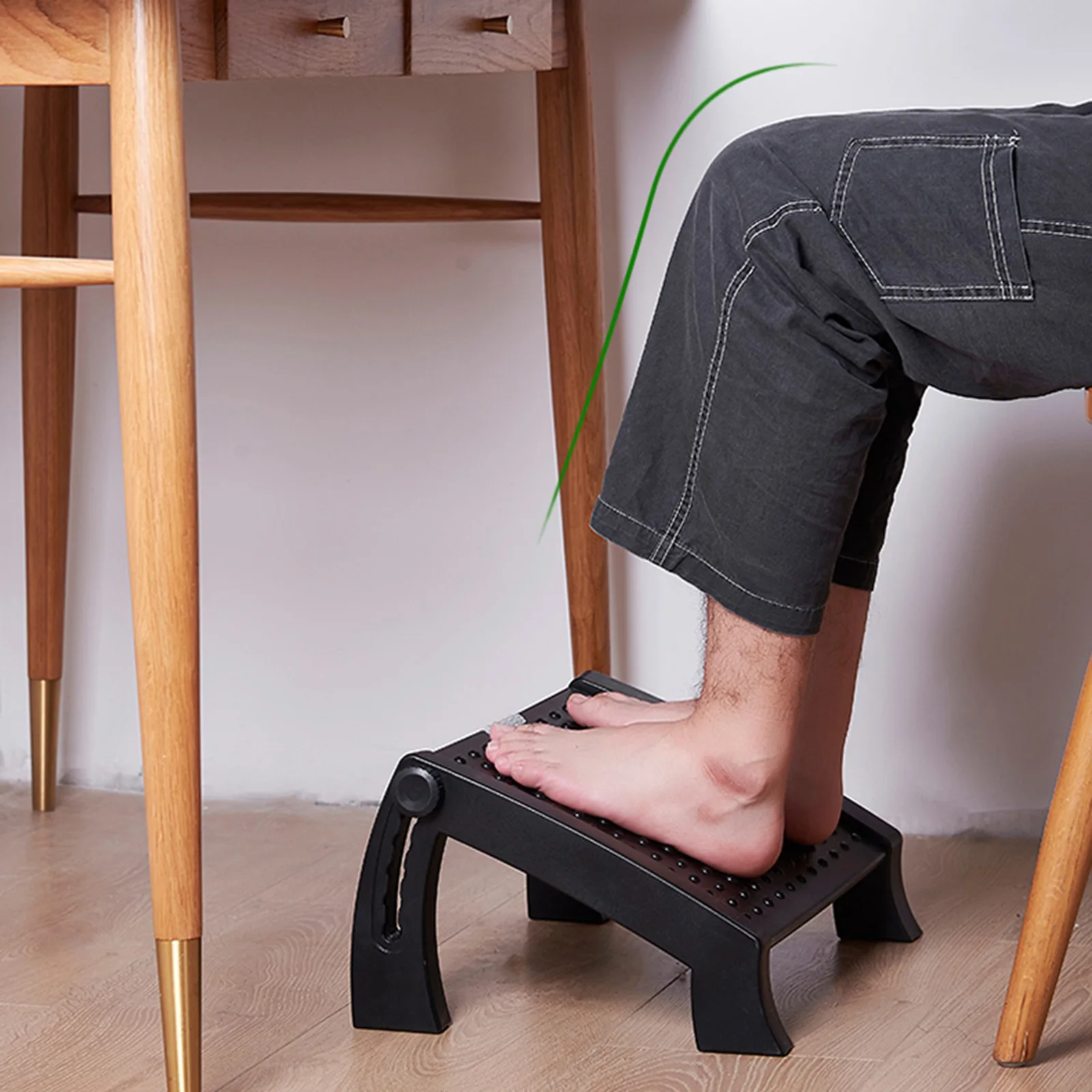 Ergonomic Floating Tilt Foot Rest Textured Surface Reduce Muscle Strain for Home, Office, Black
