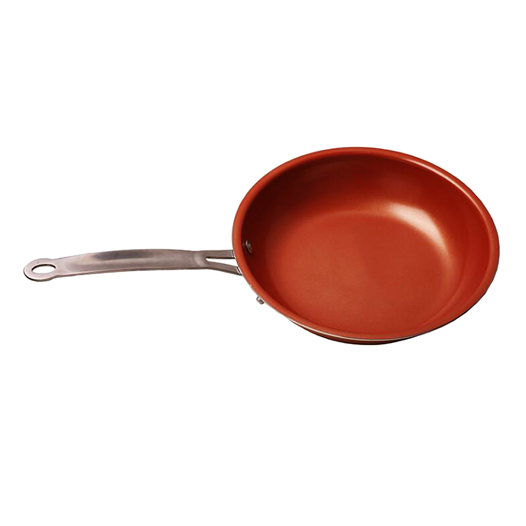 Copper Coated Non Stick Frying Pan Kitchen Skillet Induction Oven Safe Cool Handle 20cm 24cm
