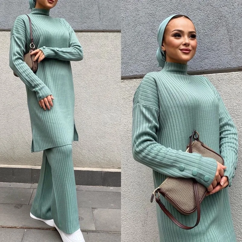 hijab vestido feminino islam roupas musulman conjuntos