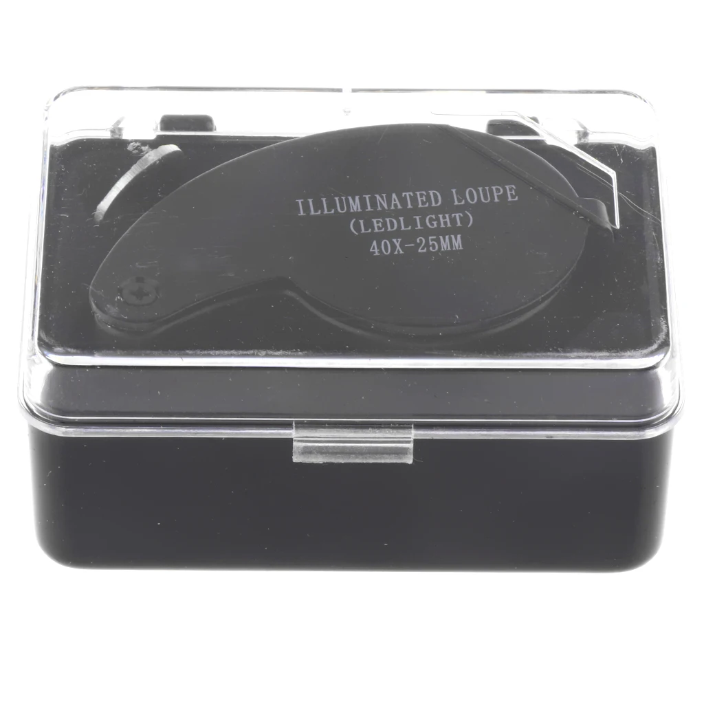 40X 25 mm Illuminated Jeweler LED Loupe Magnifier with Metal Construction and Optical Glass Jewelry Tools Black