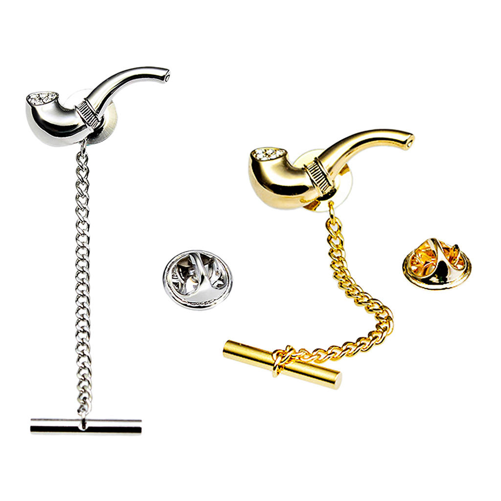 Novelty Shape Pipe Tie Tack Clips Pins For Men Wedding Business Accessories